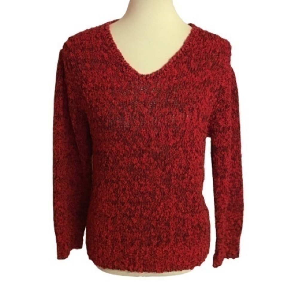 Vintage 80s fuzzy red n black sweater